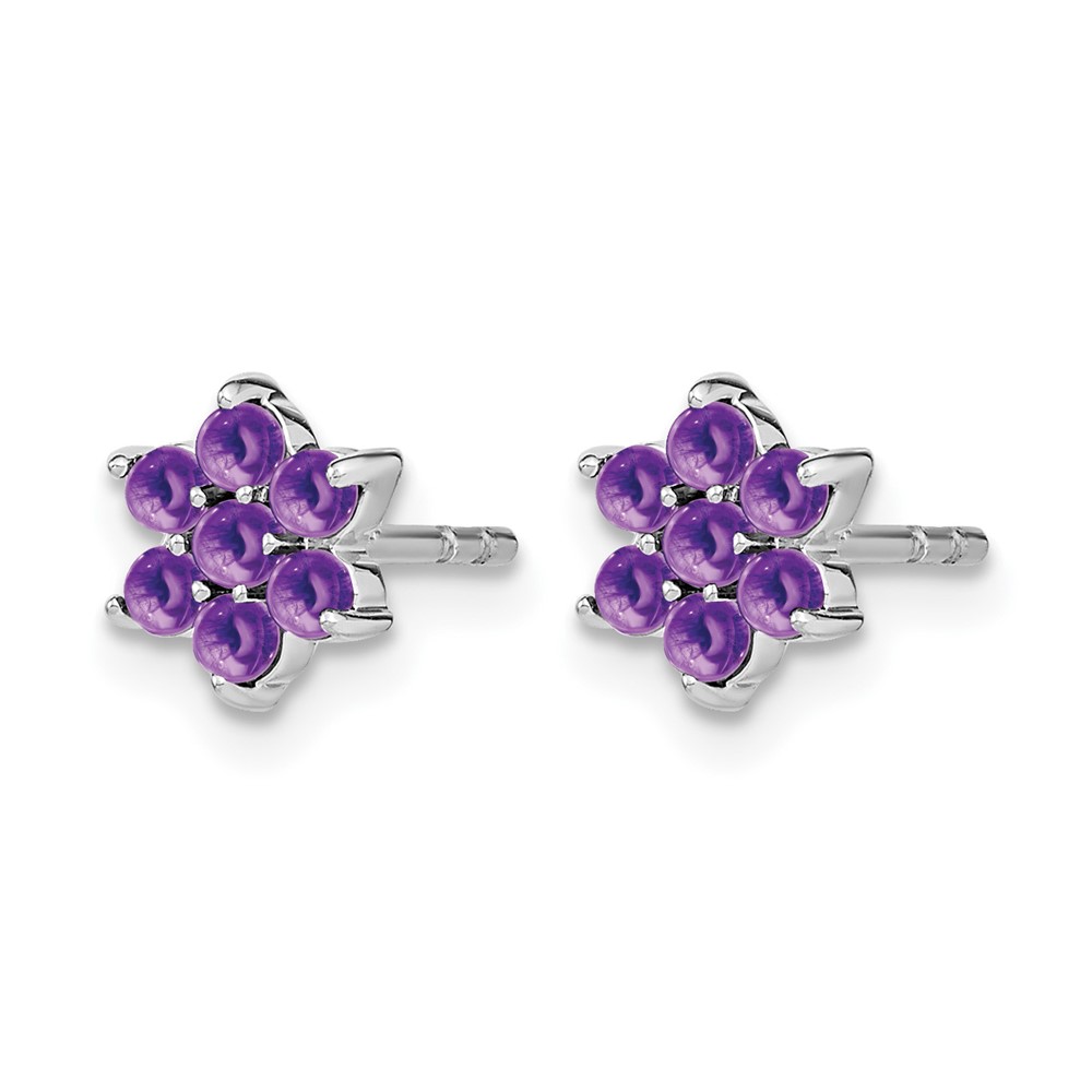 14k White Gold Amethyst Floral Post Earrings (EM7199-AM-W)