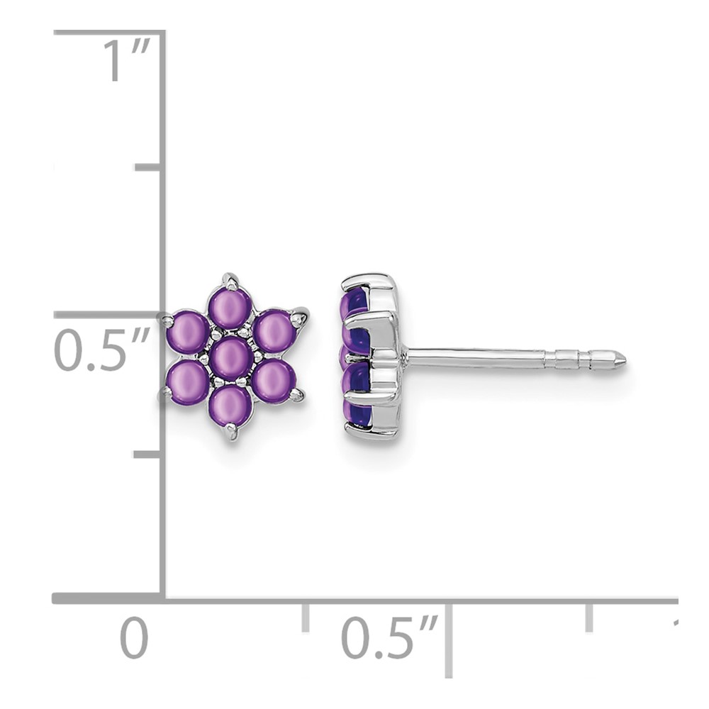 14k White Gold Amethyst Floral Post Earrings (EM7199-AM-W)