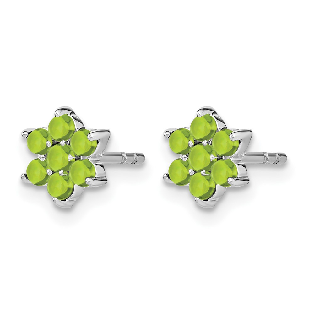 14k White Gold Peridot Floral Post Earrings (EM7199-PE-W)