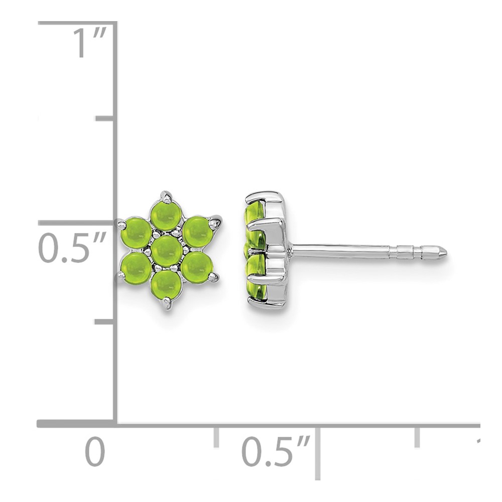 14k White Gold Peridot Floral Post Earrings (EM7199-PE-W)