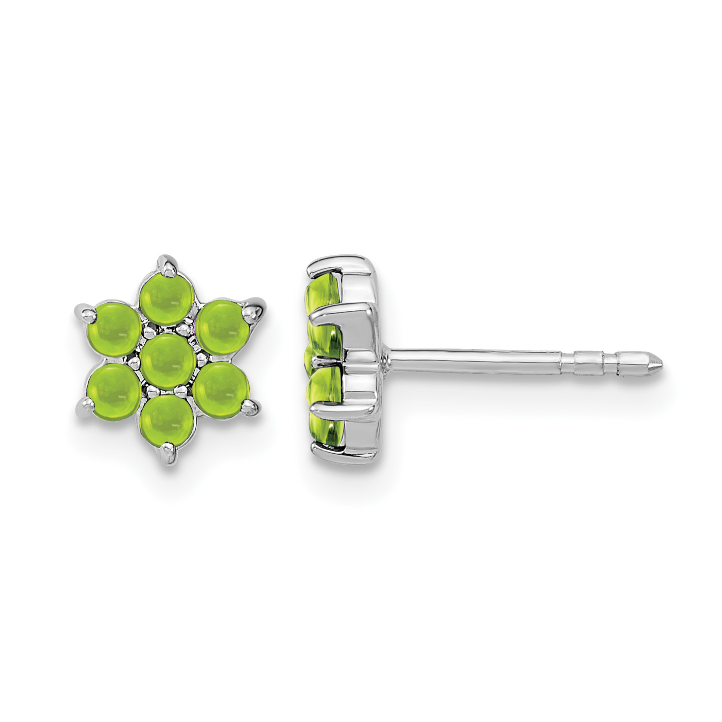 14k White Gold Peridot Floral Post Earrings (EM7199-PE-W)