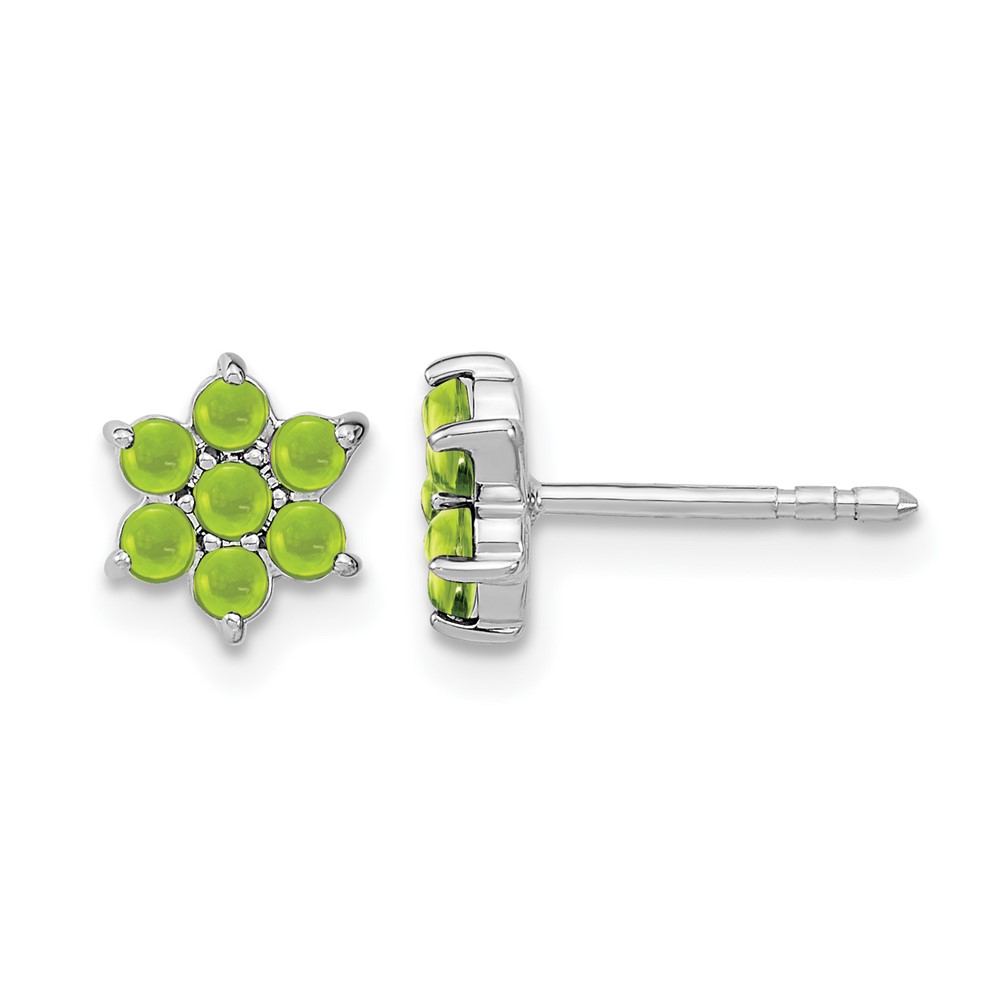 14k White Gold Peridot Floral Post Earrings (EM7199-PE-W)