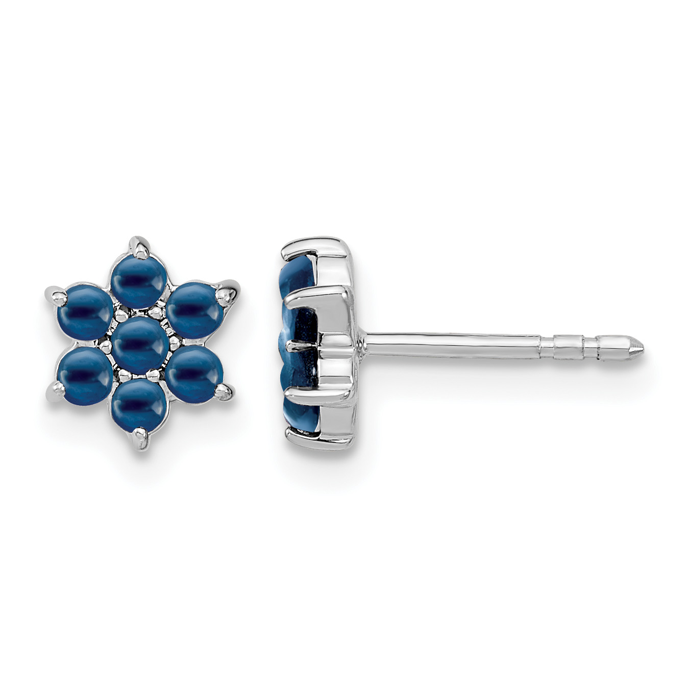14k White Gold Sapphire Floral Post Earrings (EM7199-SA-W)