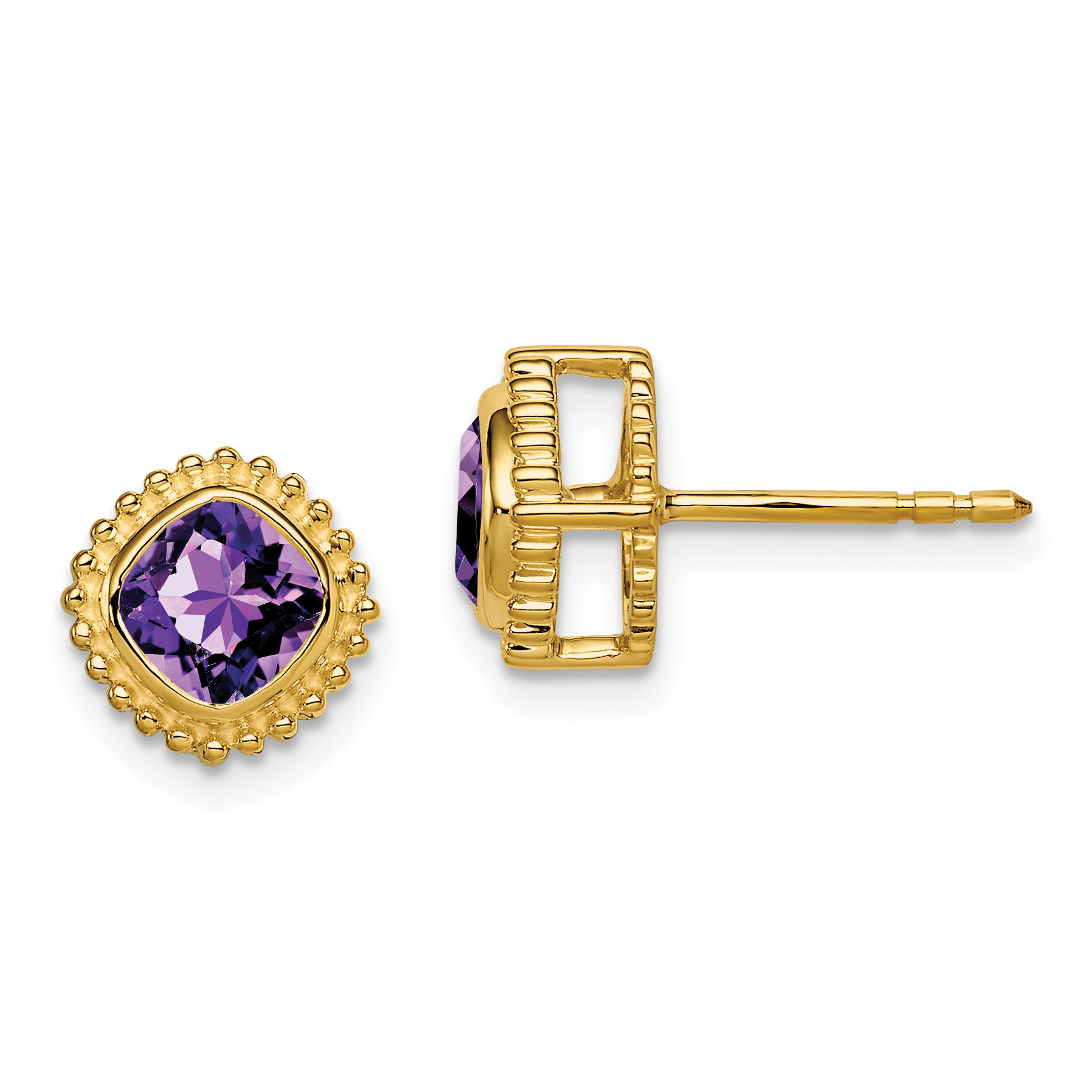 10k Cushion Amethyst Earrings (EM7201-AM-1Y)