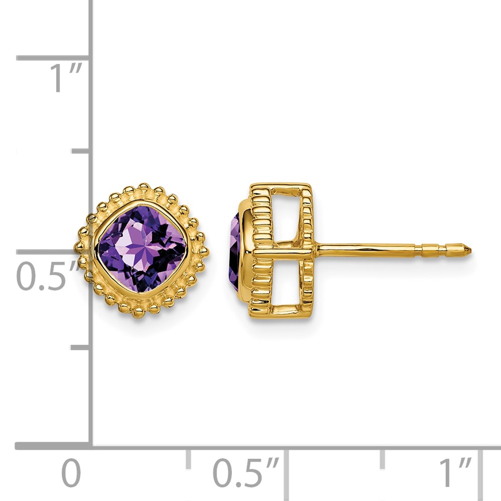 14k Cushion Amethyst Earrings (EM7201-AM-Y)