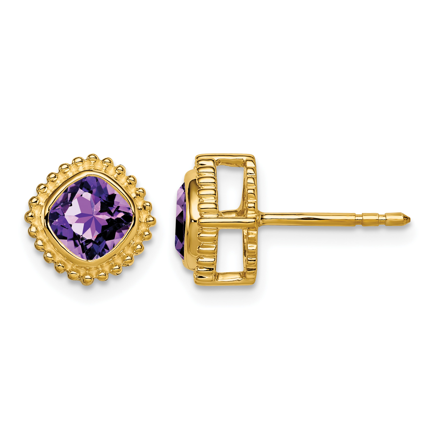 14k Cushion Amethyst Earrings (EM7201-AM-Y)