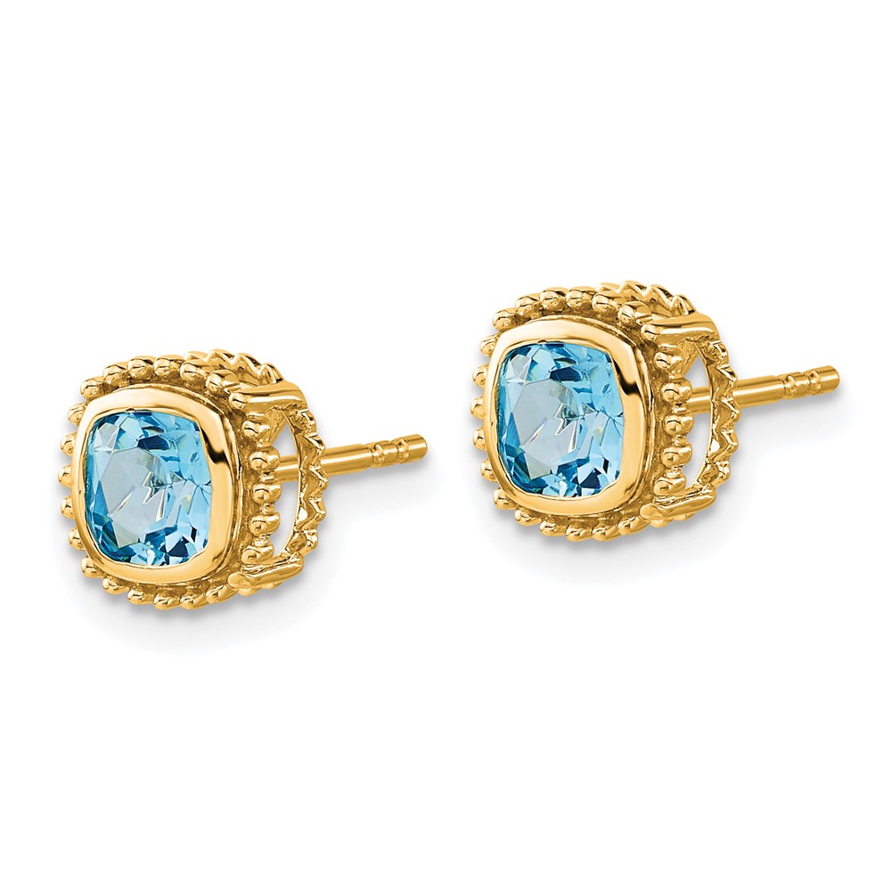 10k Cushion Blue Topaz Earrings (EM7201-BT-1Y)