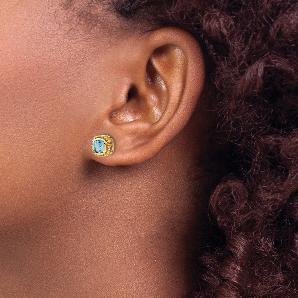 10k Cushion Blue Topaz Earrings (EM7201-BT-1Y)