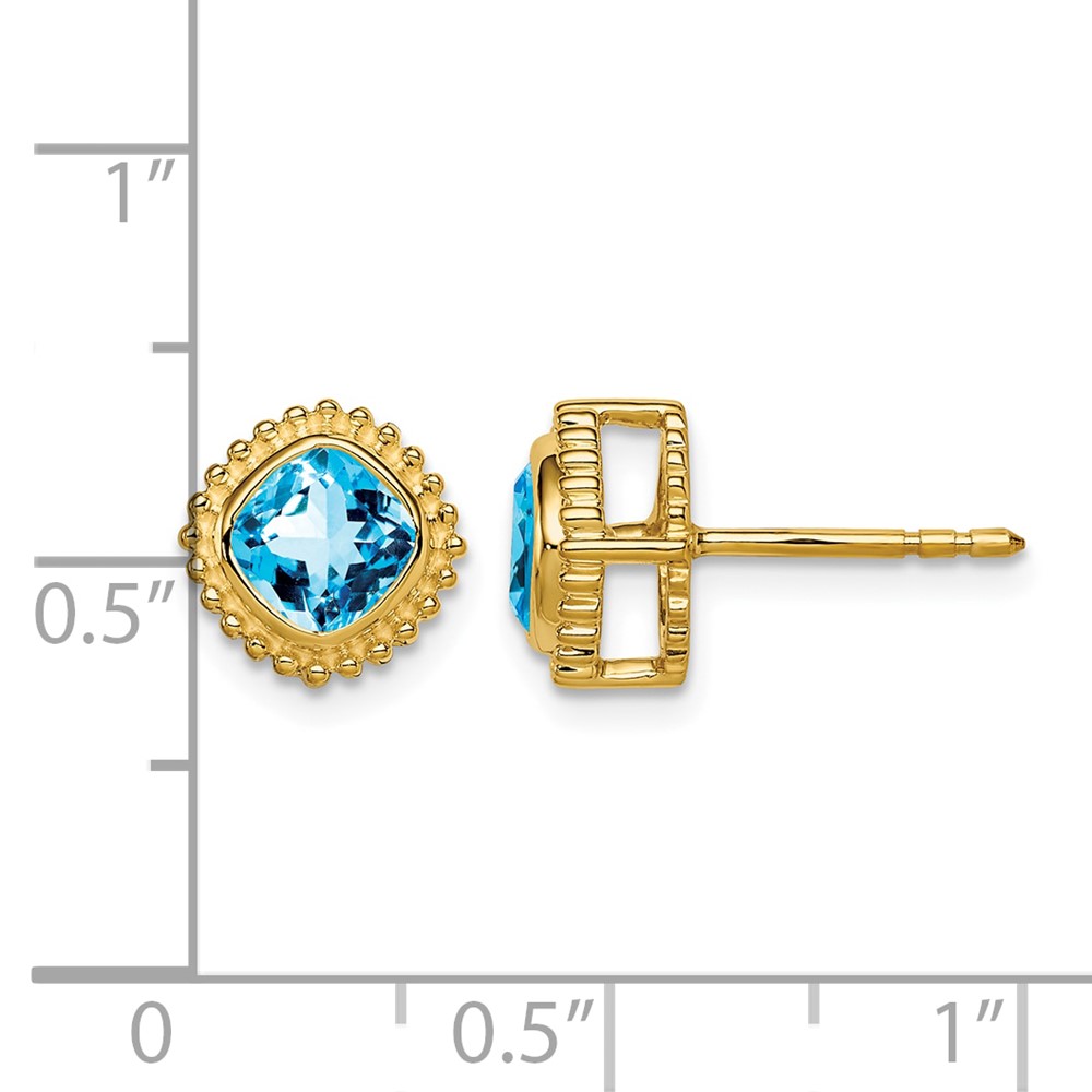 10k Cushion Blue Topaz Earrings (EM7201-BT-1Y)