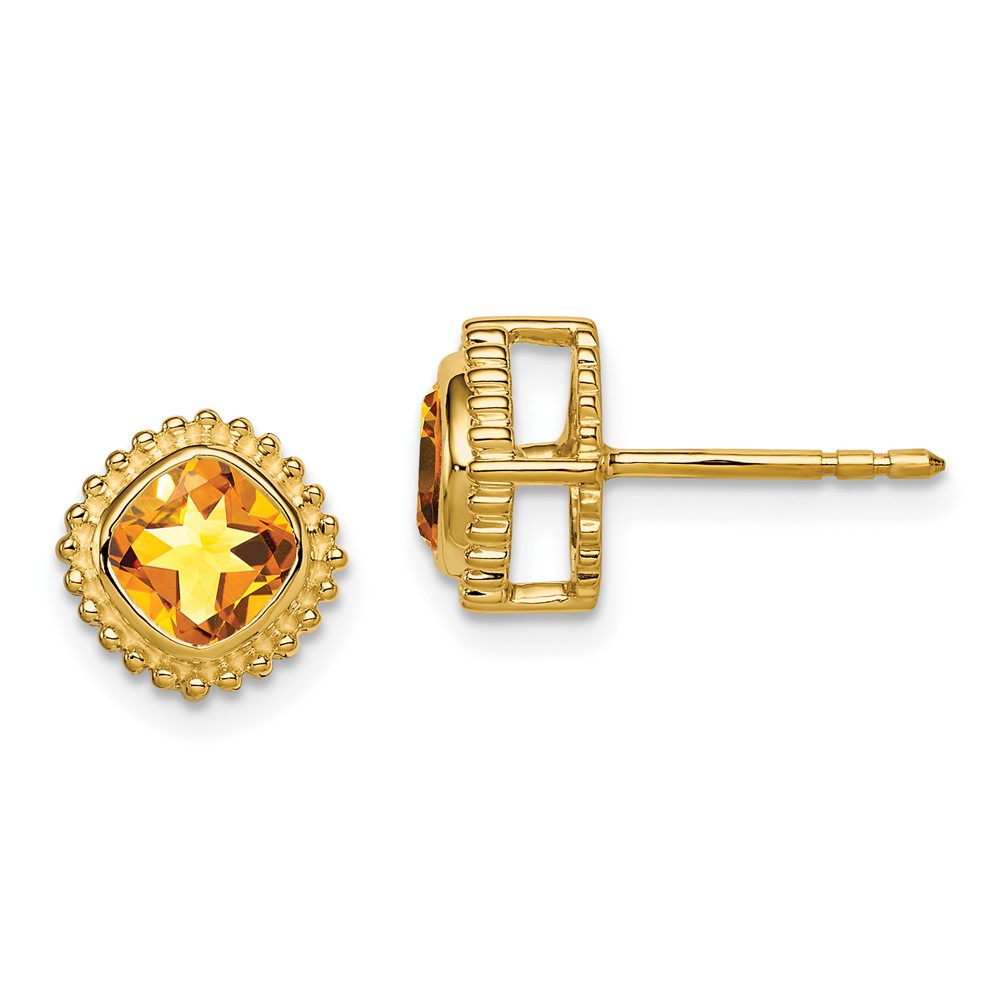 10k Cushion Citrine Earrings (EM7201-CI-1Y)