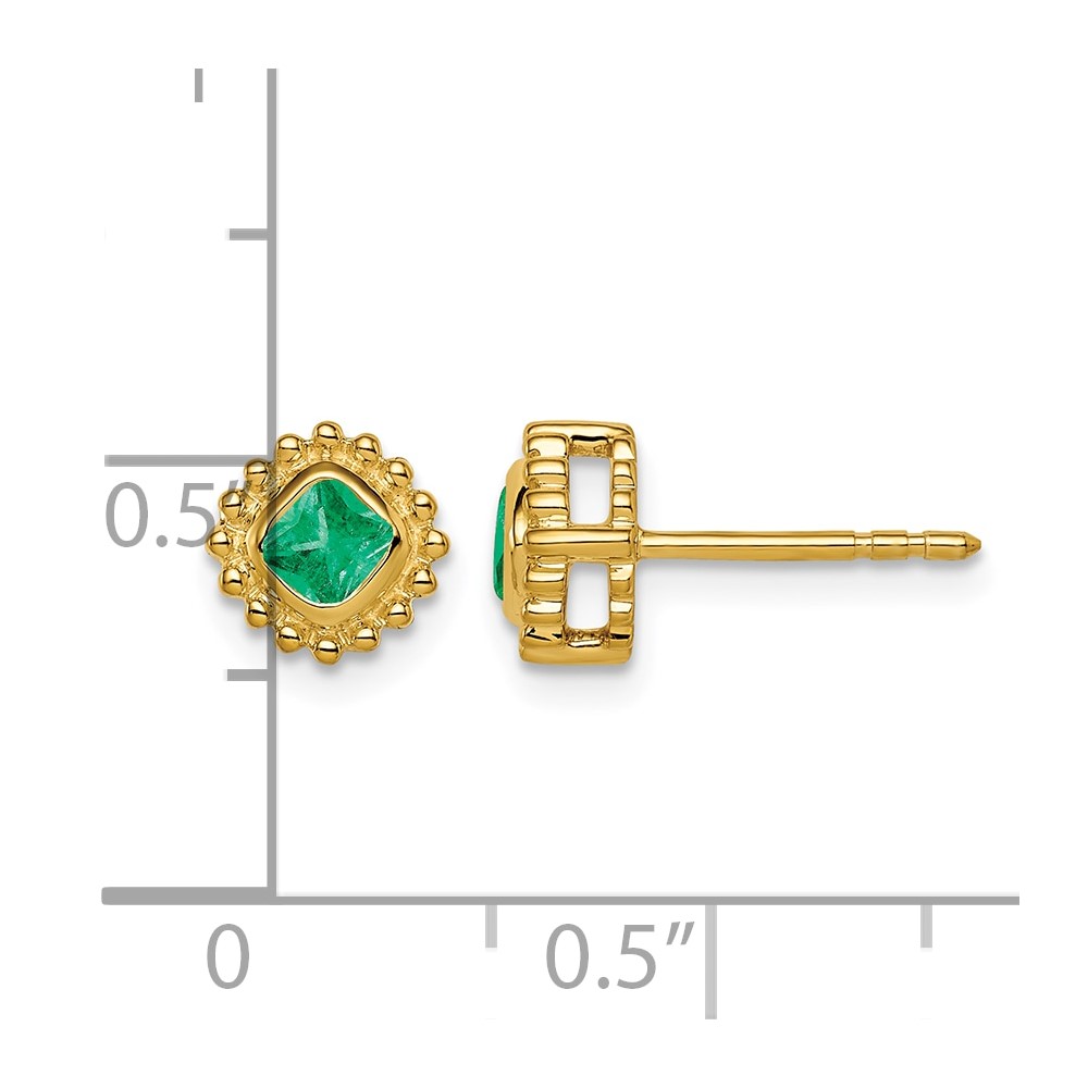 14k Cushion Emerald Earrings (EM7201-EM-Y)