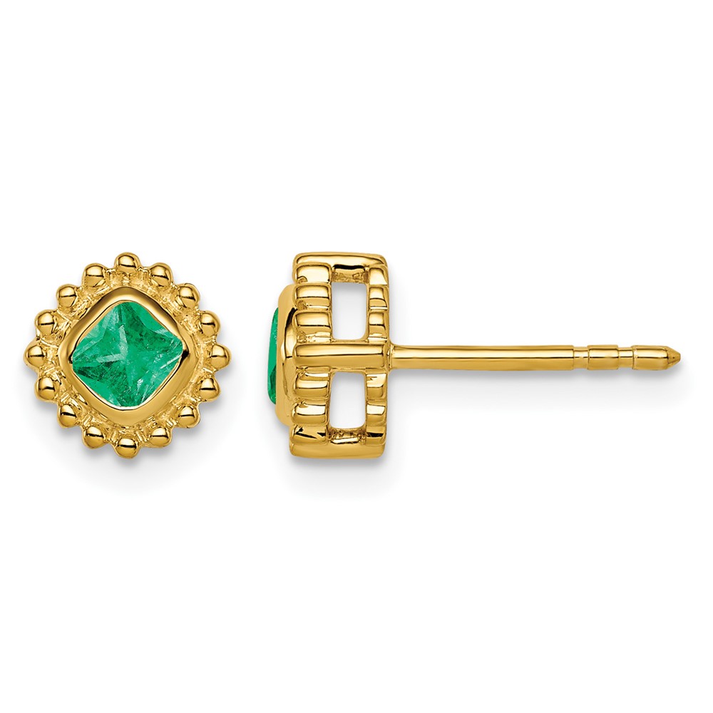 14k Cushion Emerald Earrings (EM7201-EM-Y)
