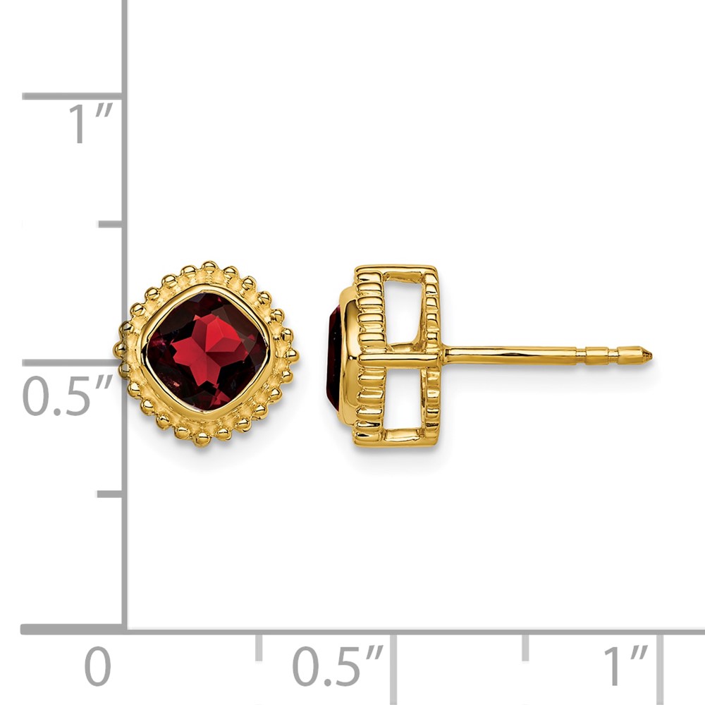 10k Cushion Garnet Earrings (EM7201-GA-1Y)