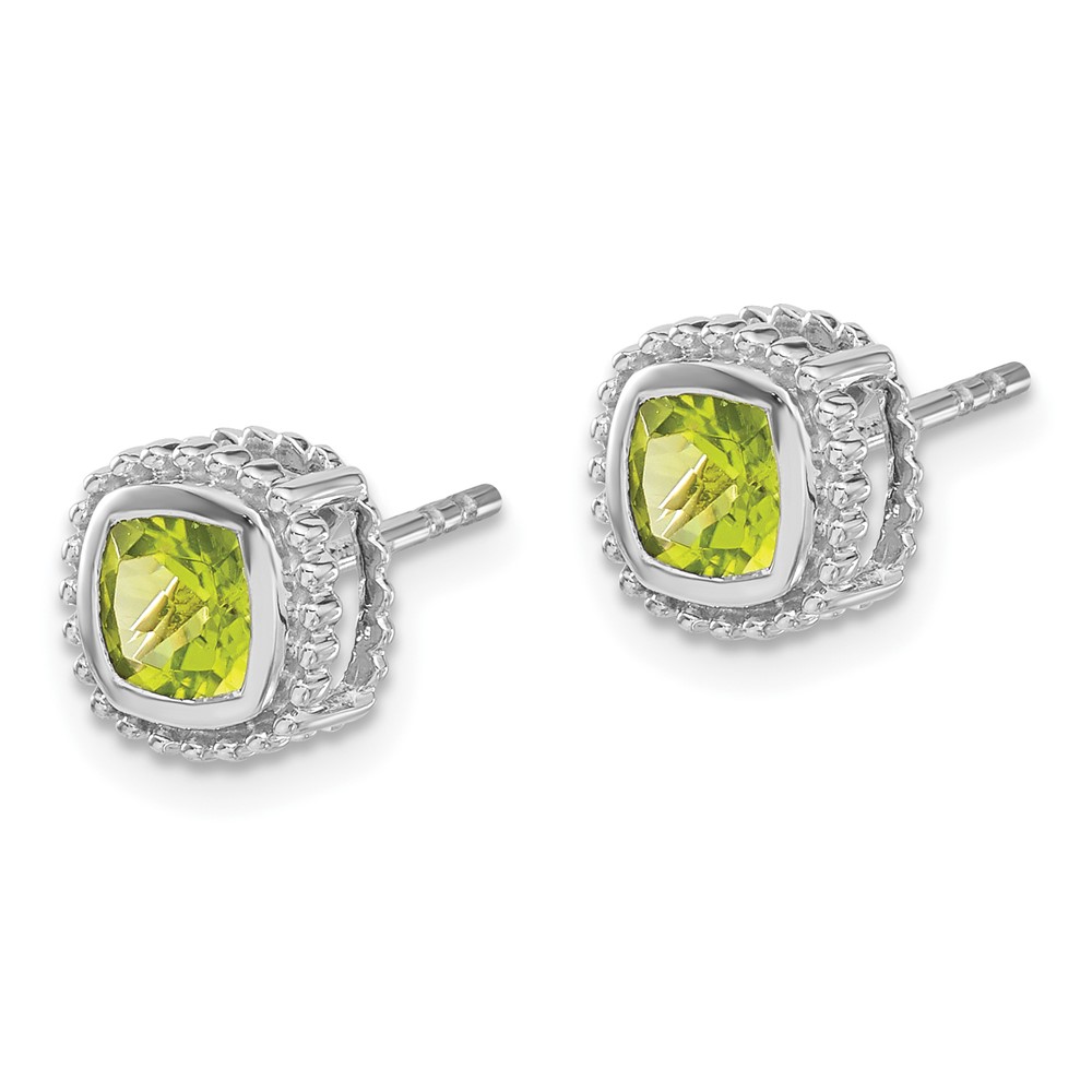 14k White Gold Cushion Peridot Earrings (EM7201-PE-W)