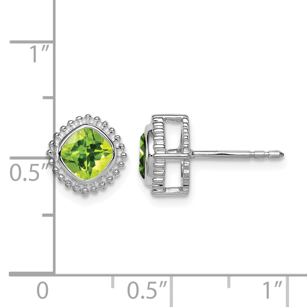 14k White Gold Cushion Peridot Earrings (EM7201-PE-W)