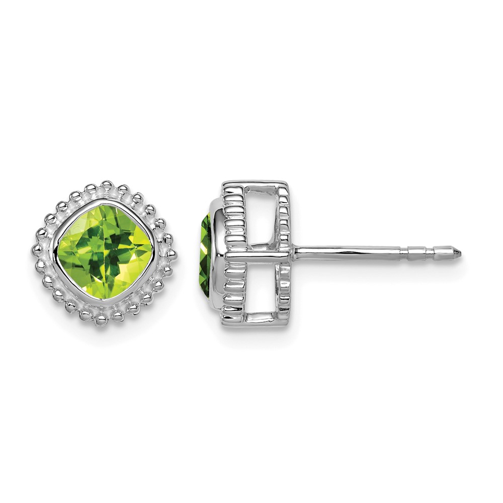 14k White Gold Cushion Peridot Earrings (EM7201-PE-W)