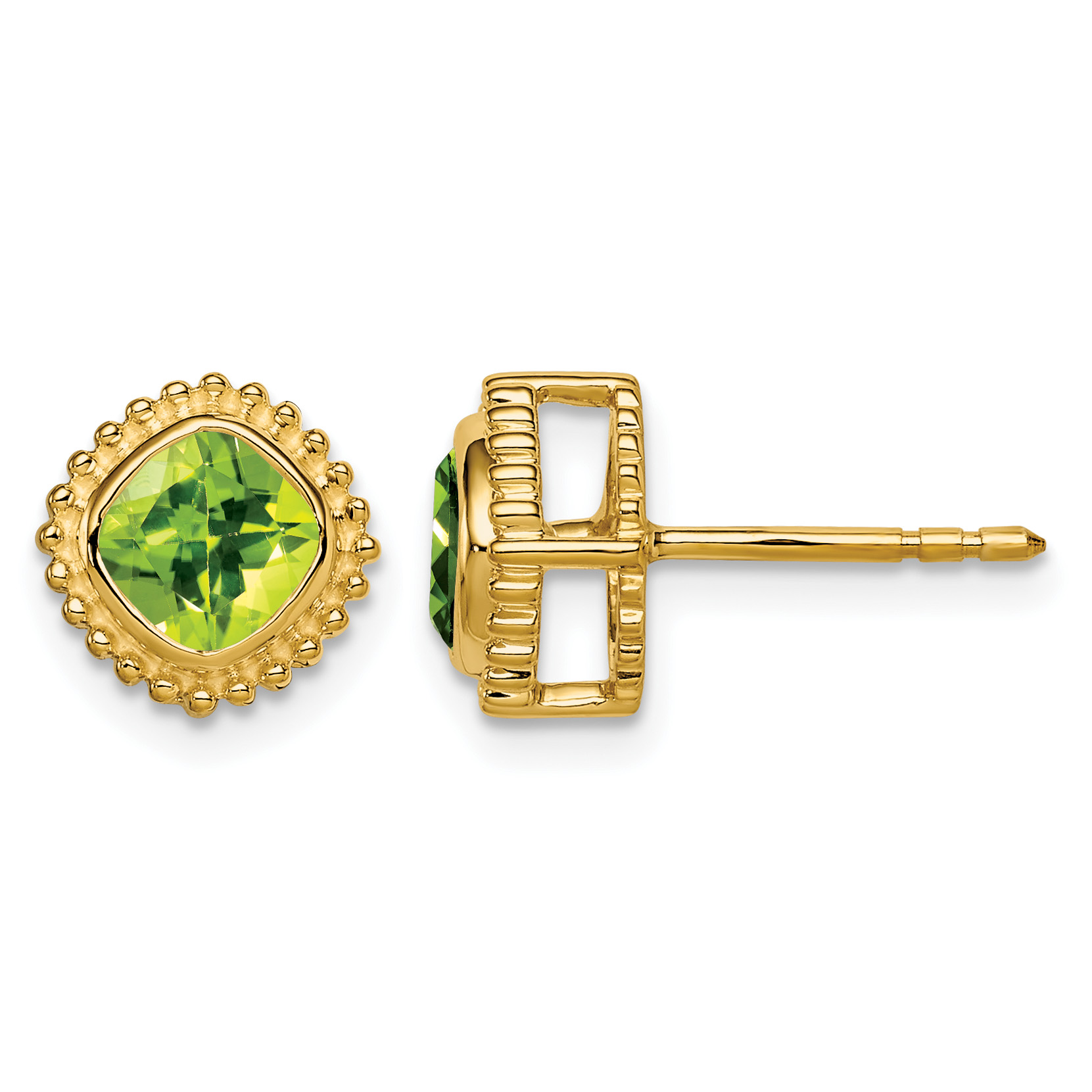 14k Cushion Peridot Earrings (EM7201-PE-Y)