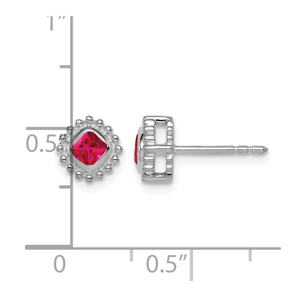 14k White Gold Cushion Ruby Earrings (EM7201-RU-W)