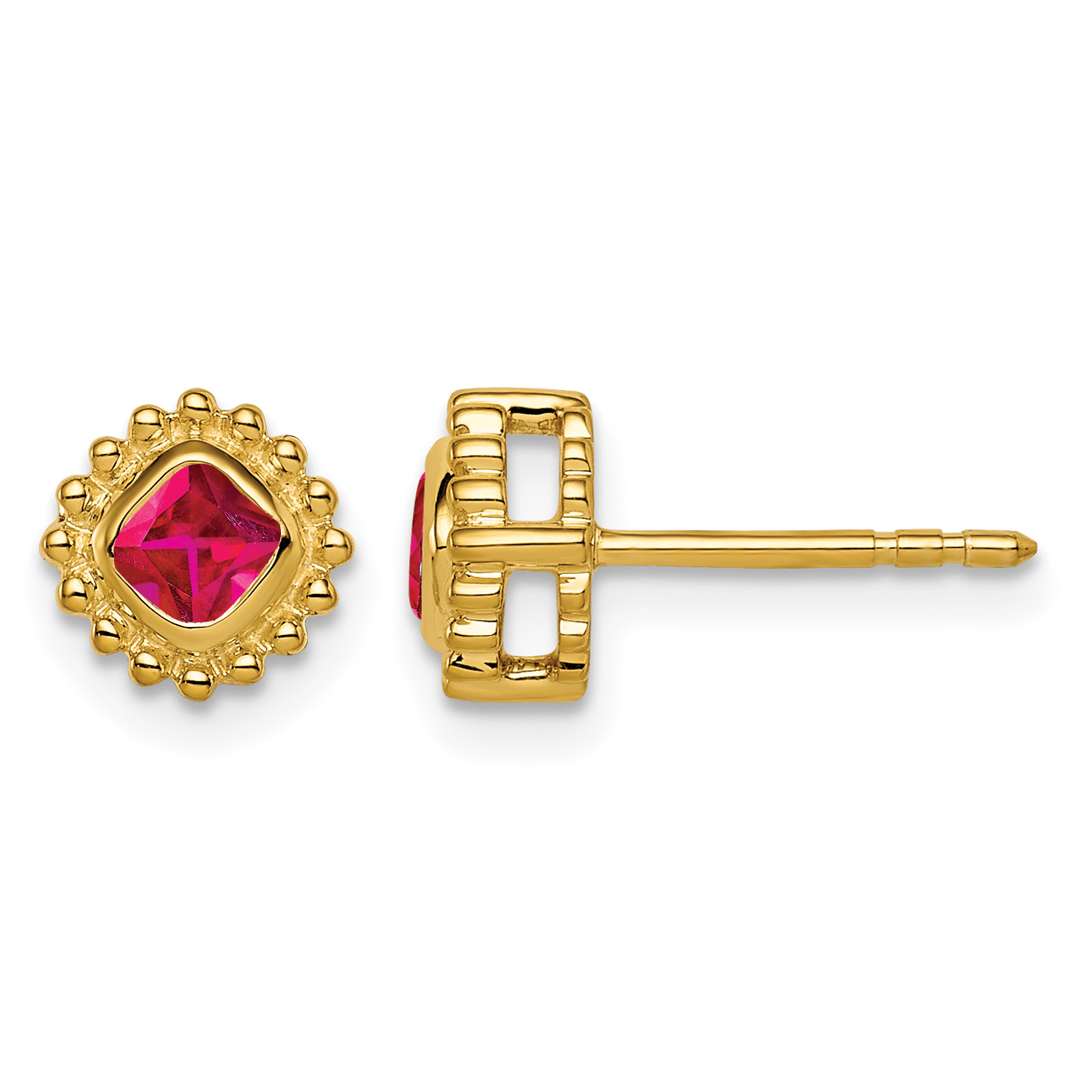 14k Cushion Ruby Earrings (EM7201-RU-Y)