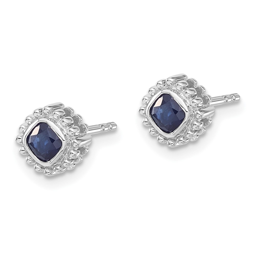10k White Gold Cushion Sapphire Earrings (EM7201-SA-1W)