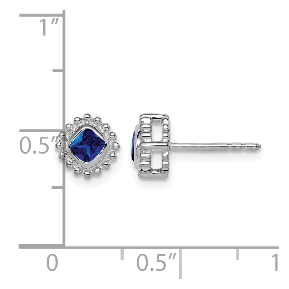 10k White Gold Cushion Sapphire Earrings (EM7201-SA-1W)