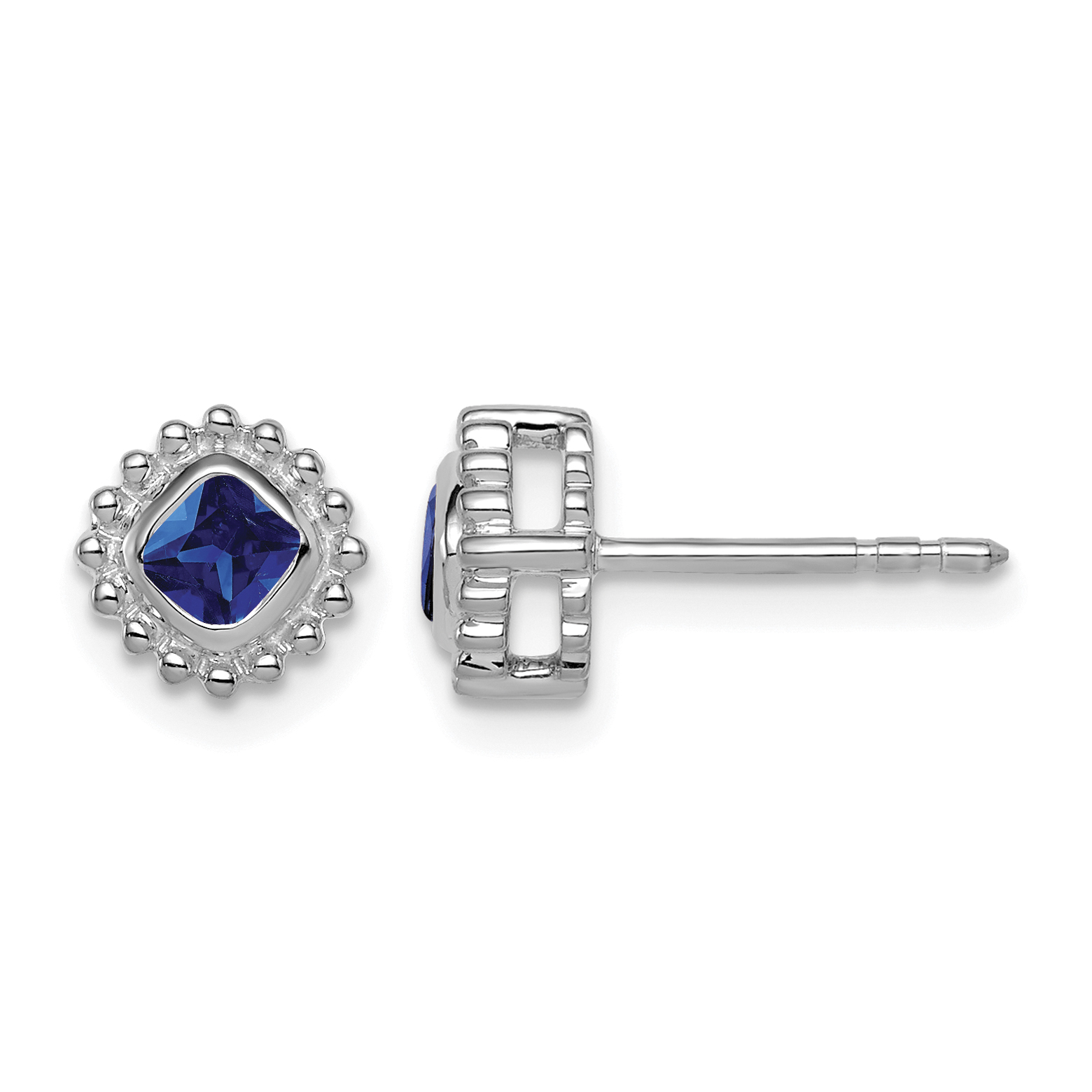 10k White Gold Cushion Sapphire Earrings (EM7201-SA-1W)