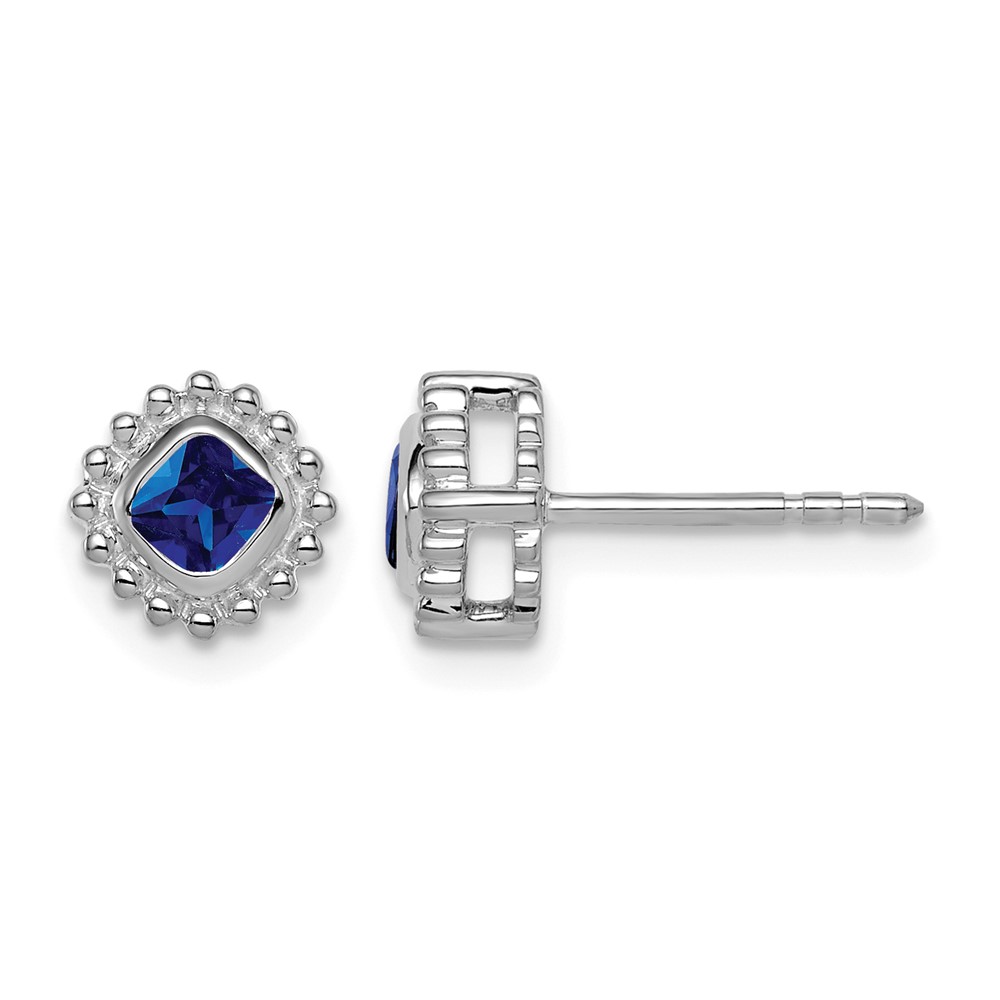 10k White Gold Cushion Sapphire Earrings (EM7201-SA-1W)