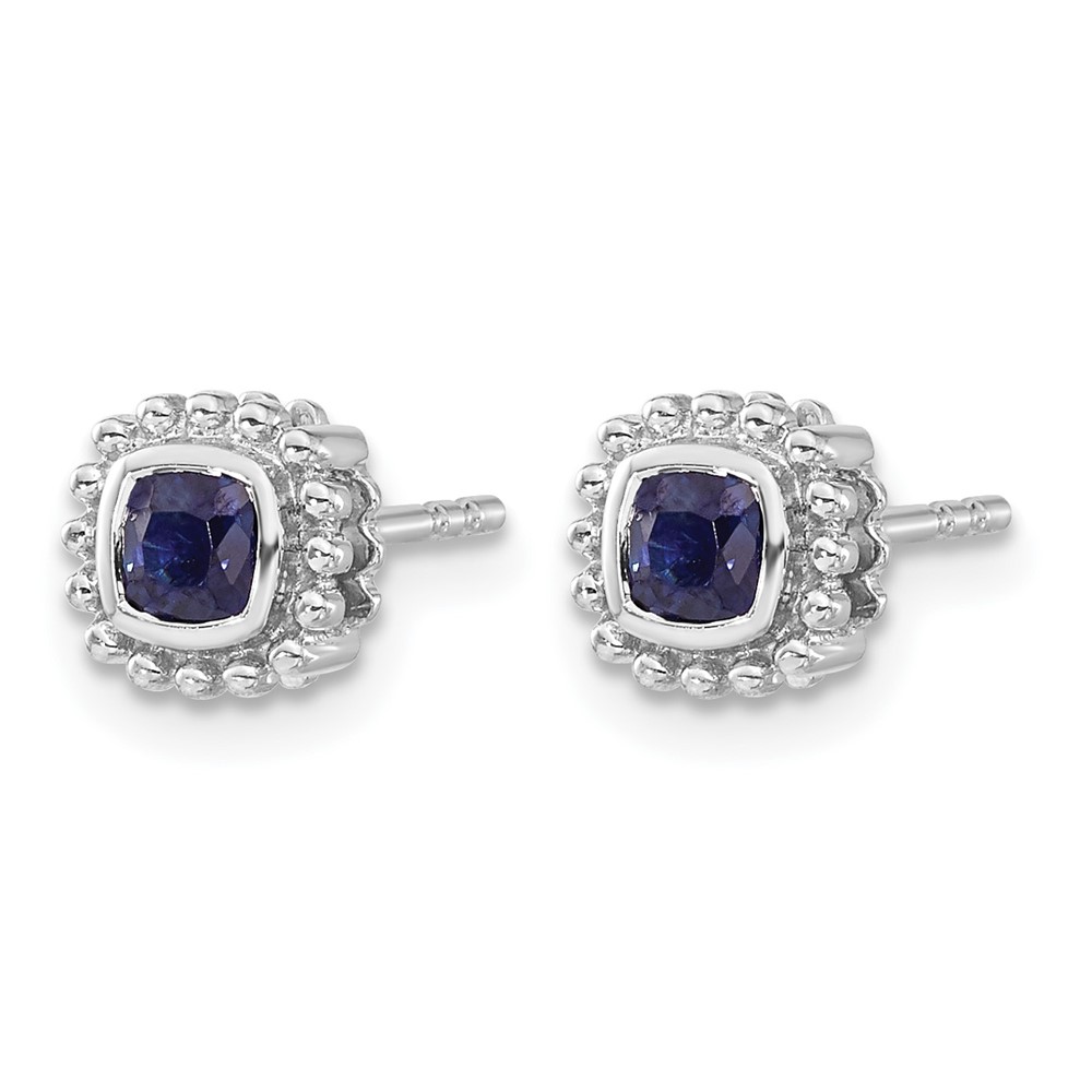 14k White Gold Cushion Sapphire Earrings (EM7201-SA-W)