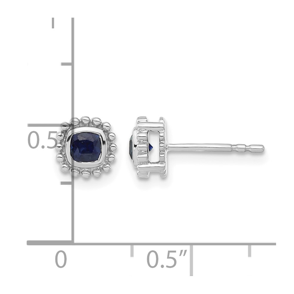 14k White Gold Cushion Sapphire Earrings (EM7201-SA-W)