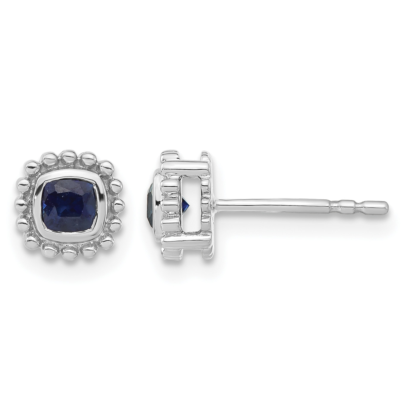 14k White Gold Cushion Sapphire Earrings (EM7201-SA-W)