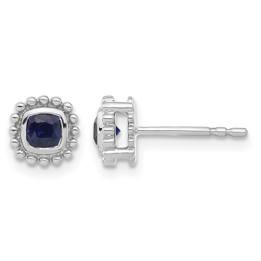 14k White Gold Cushion Sapphire Earrings (EM7201-SA-W)