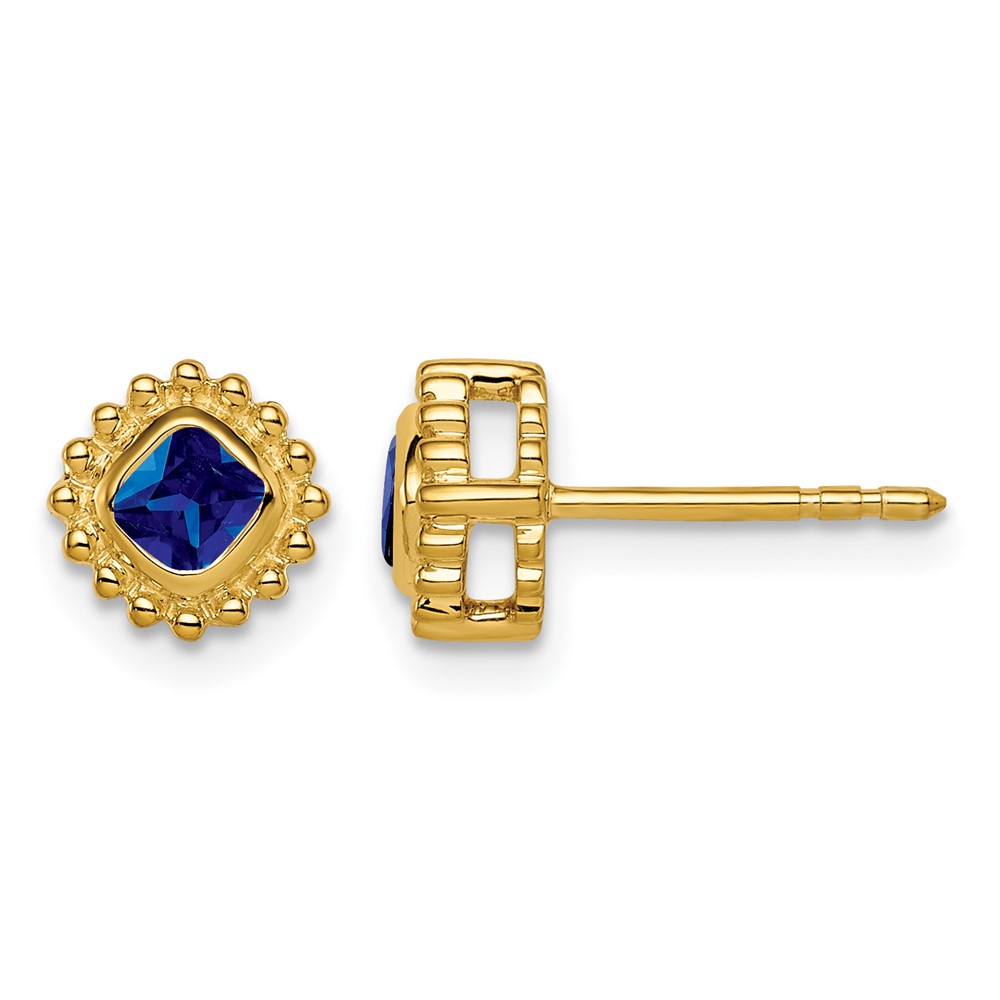 14k Cushion Sapphire Earrings (EM7201-SA-Y)