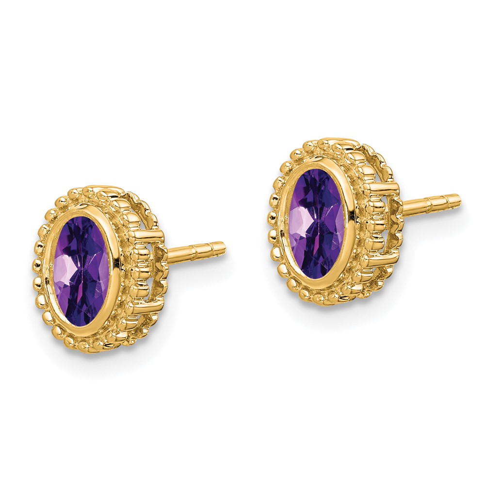 10k Oval Amethyst Post Earrings (EM7202-AM-1Y)