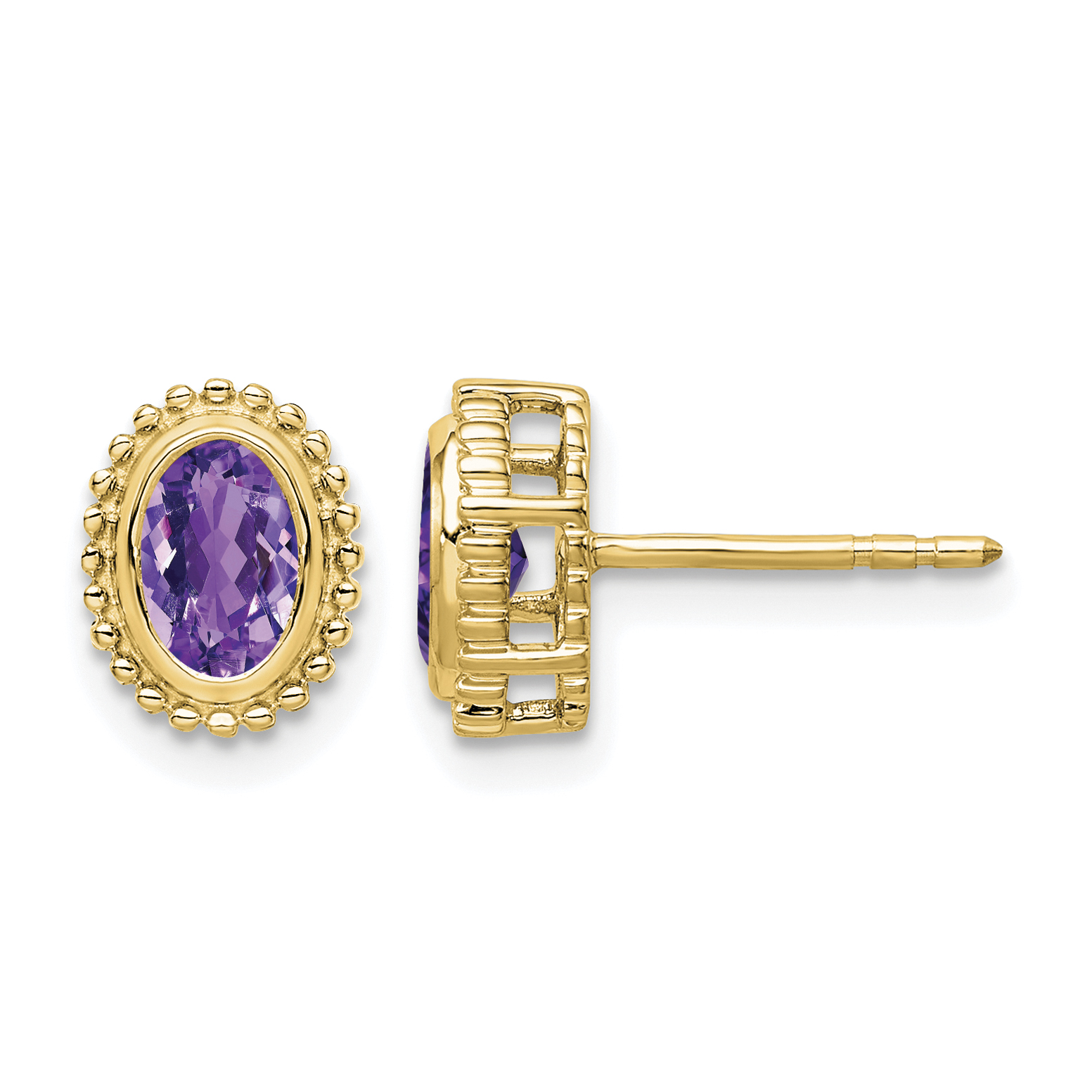 10k Oval Amethyst Post Earrings (EM7202-AM-1Y)