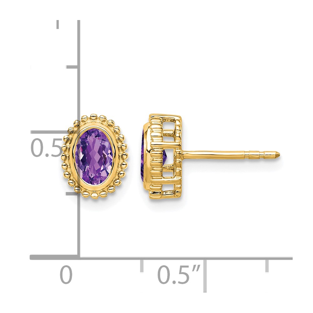 14k Oval Amethyst Post Earrings (EM7202-AM-Y)