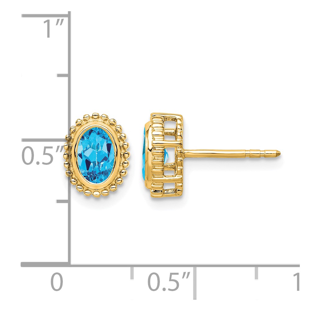10k Oval Blue Topaz Post Earrings (EM7202-BT-1Y)
