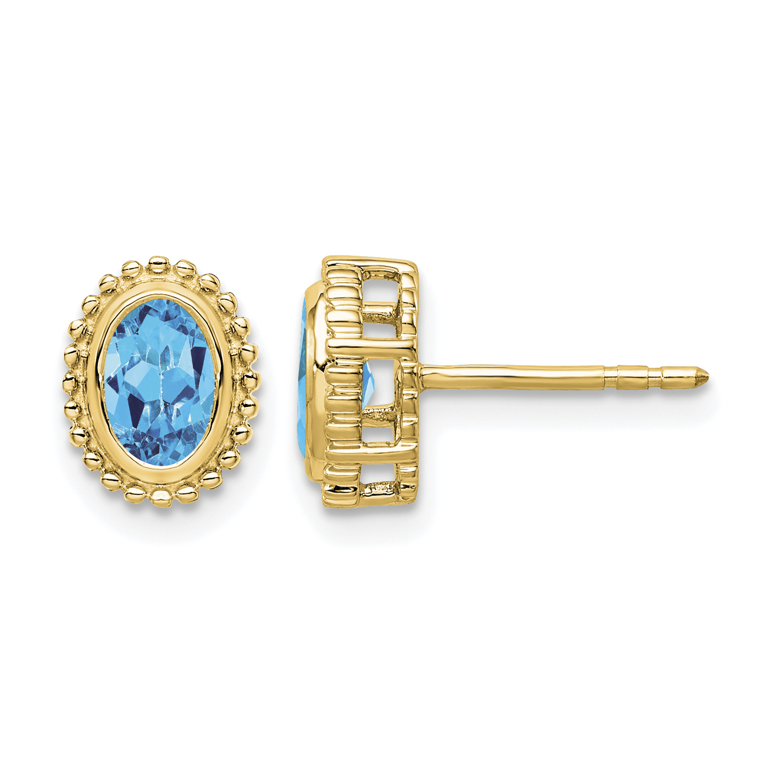 10k Oval Blue Topaz Post Earrings (EM7202-BT-1Y)