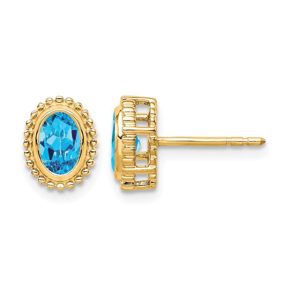 10k Oval Blue Topaz Post Earrings (EM7202-BT-1Y)