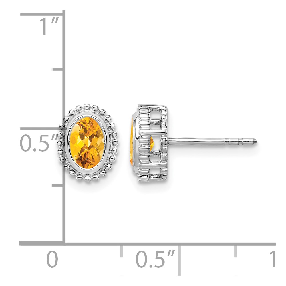 10k White Gold Oval Citrine Post Earrings (EM7202-CI-1W)