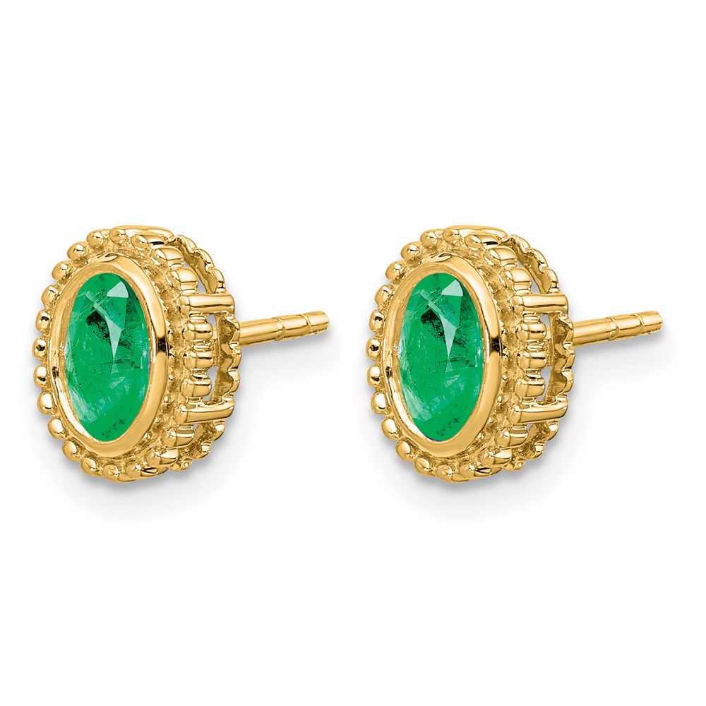 14k Oval Emerald Post Earrings (EM7202-EM-Y)