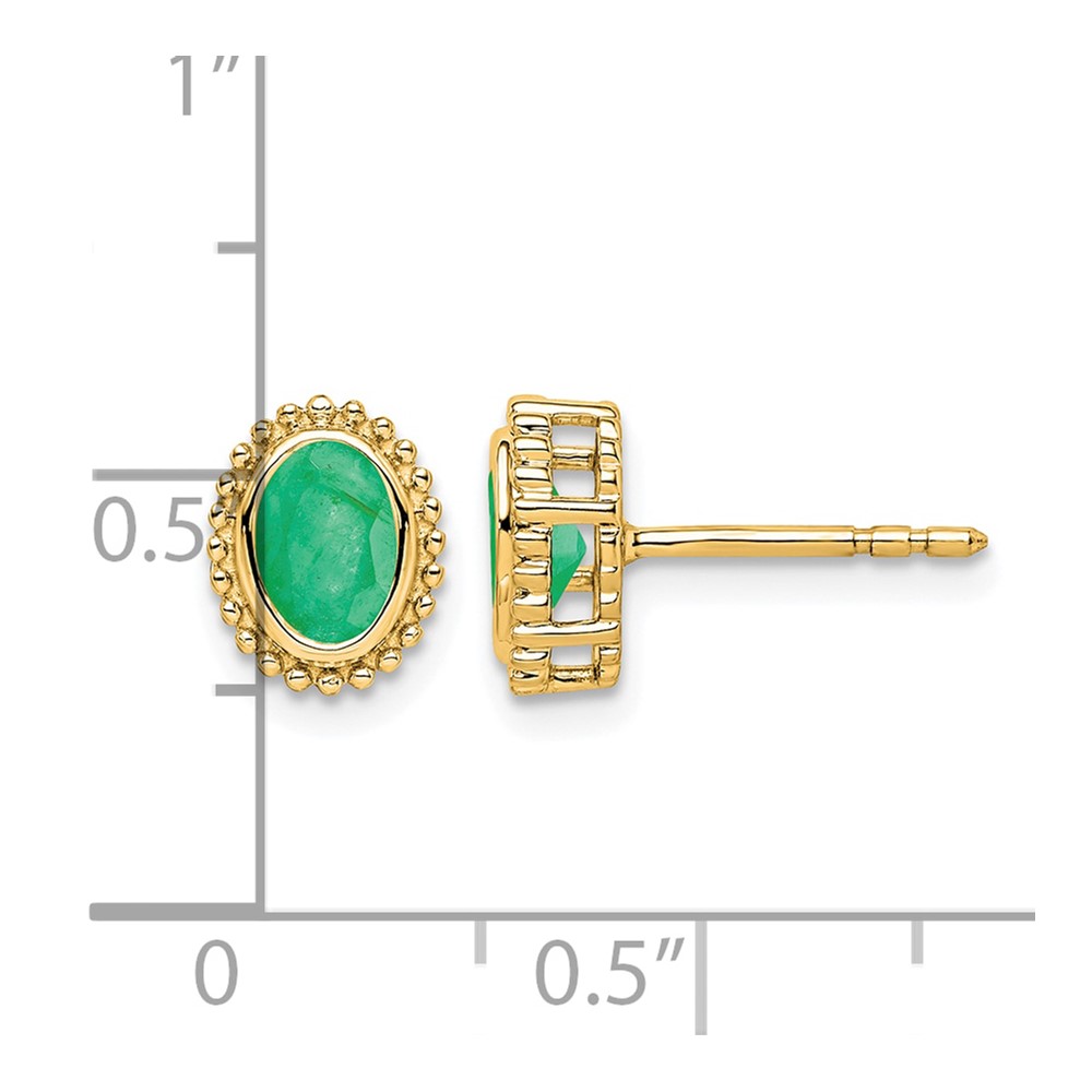 14k Oval Emerald Post Earrings (EM7202-EM-Y)
