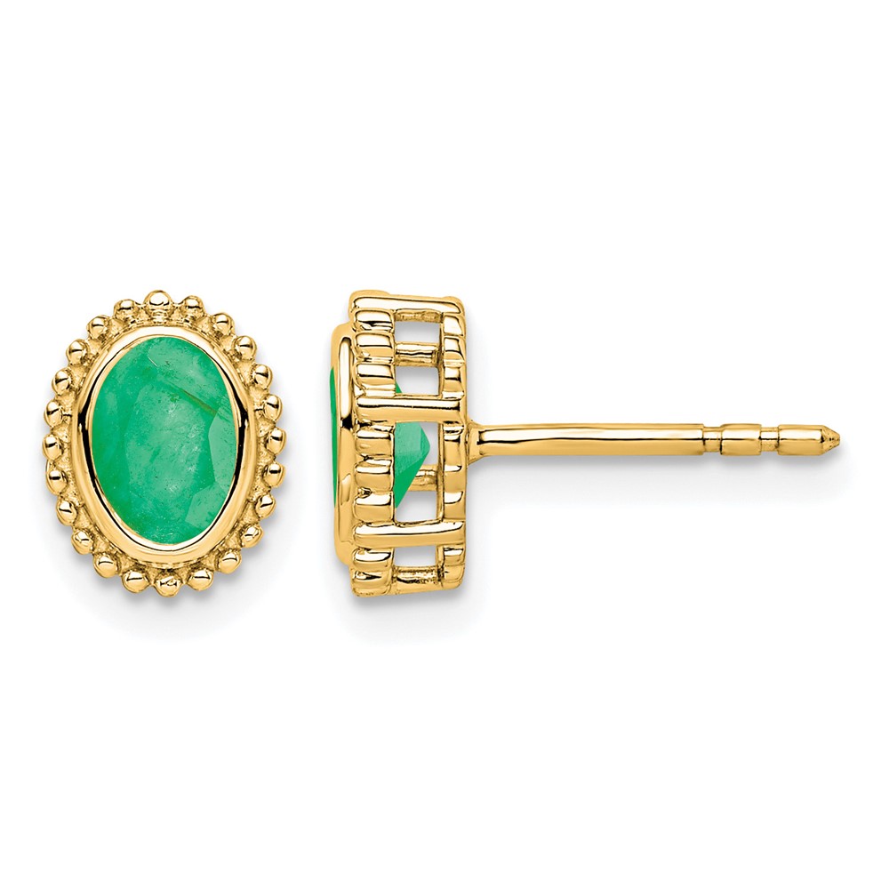 14k Oval Emerald Post Earrings (EM7202-EM-Y)