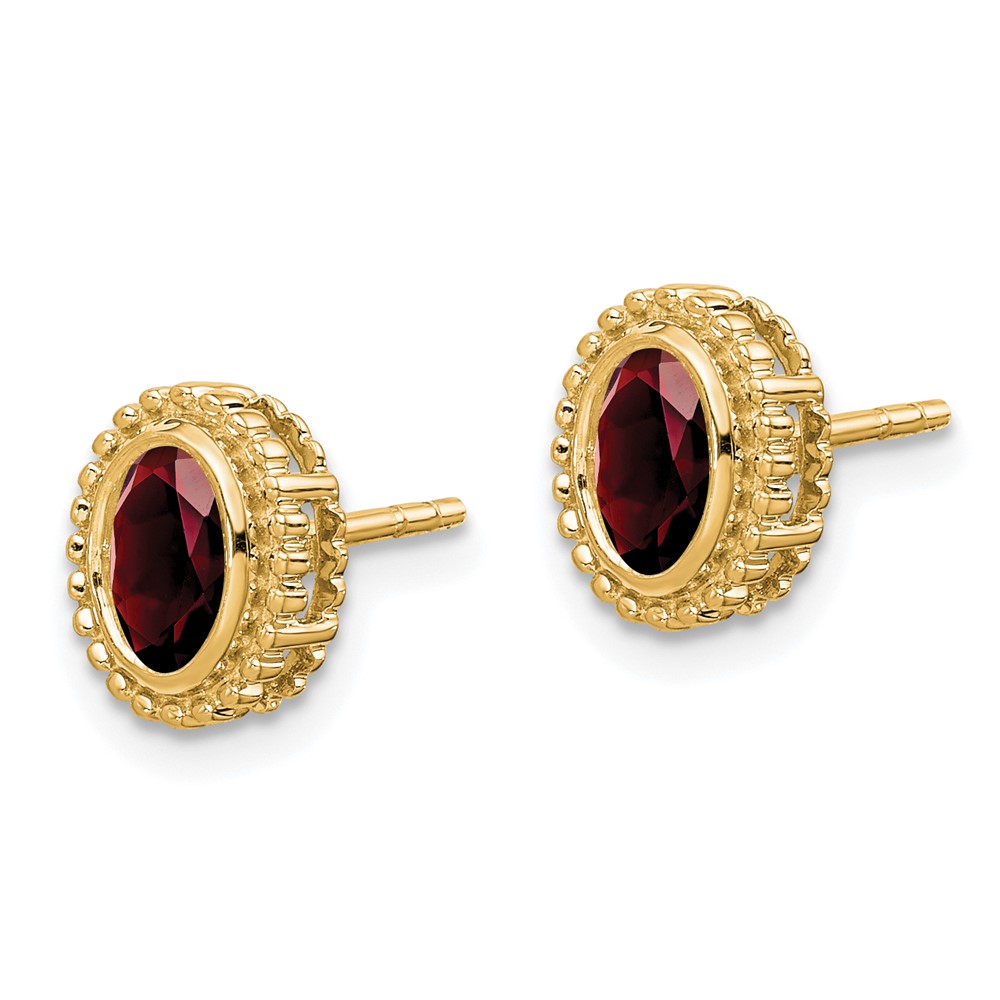 10k Oval Garnet Post Earrings (EM7202-GA-1Y)