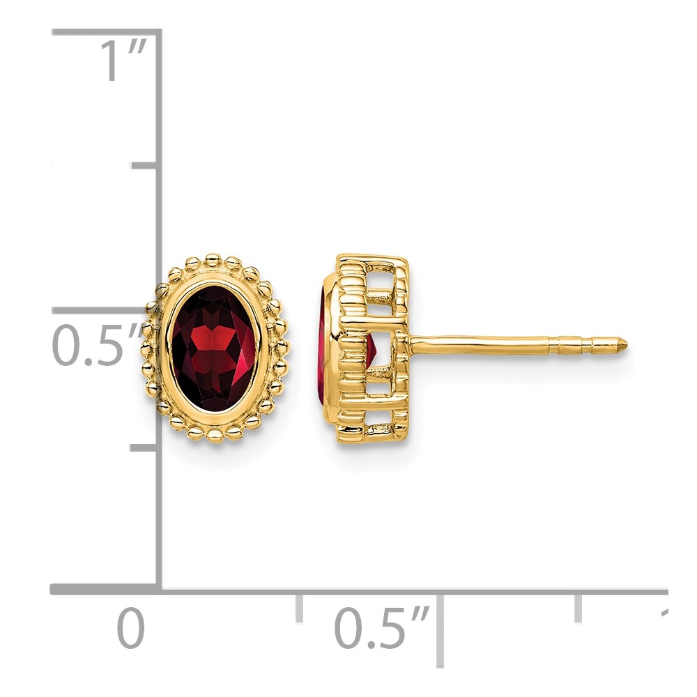 10k Oval Garnet Post Earrings (EM7202-GA-1Y)