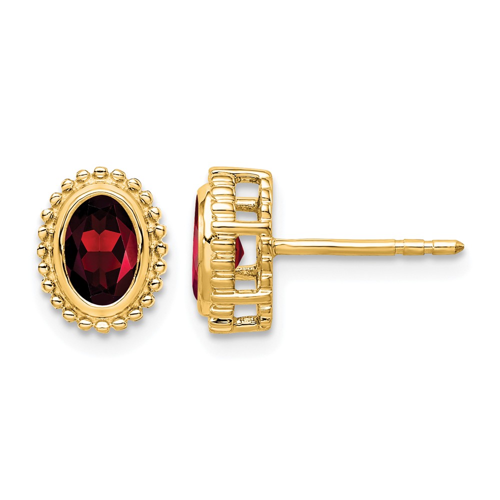 10k Oval Garnet Post Earrings (EM7202-GA-1Y)