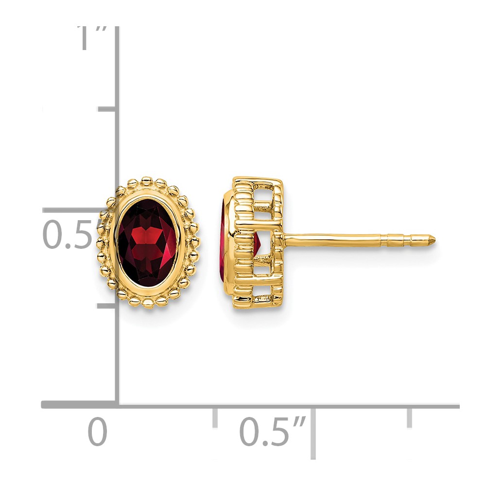14k Oval Garnet Post Earrings (EM7202-GA-Y)