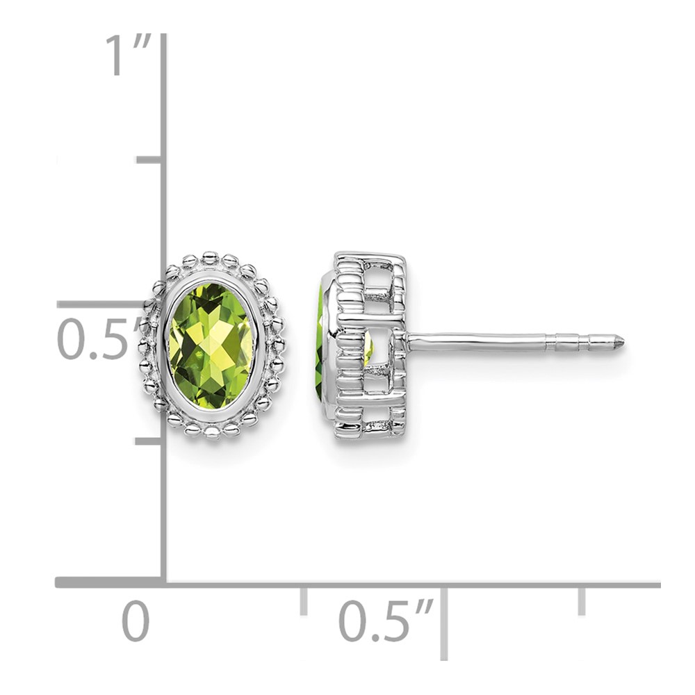10k White Gold Oval Peridot Post Earrings (EM7202-PE-1W)