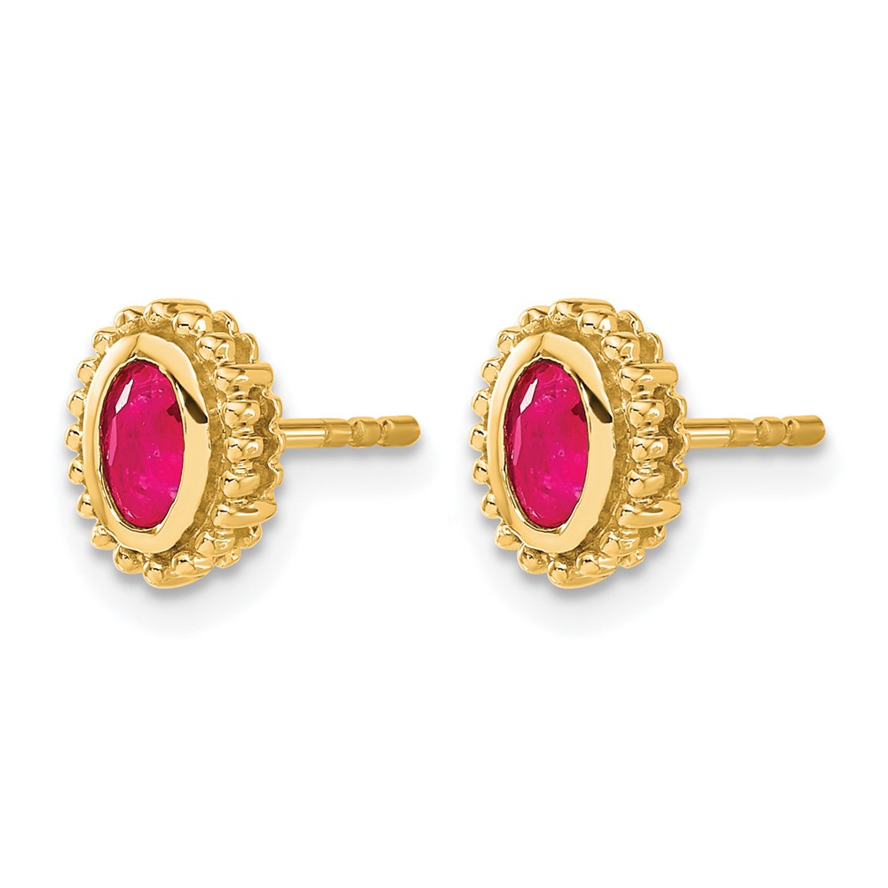 14k Oval Ruby Post Earrings (EM7202-RU-Y)