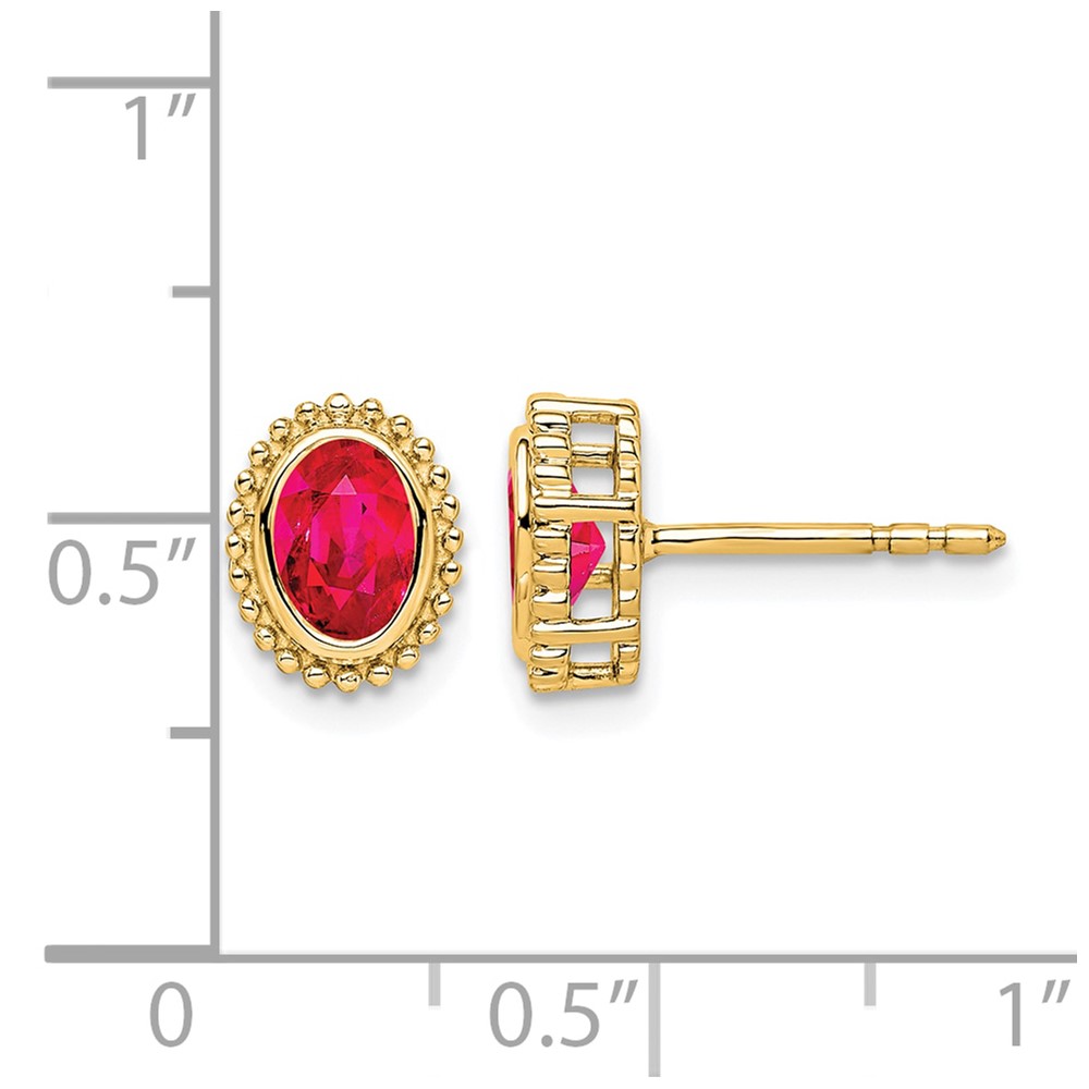 14k Oval Ruby Post Earrings (EM7202-RU-Y)