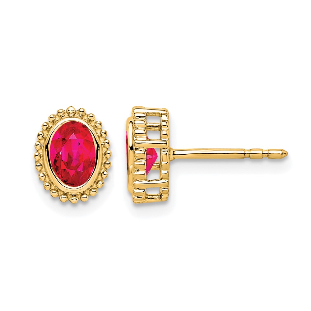 14k Oval Ruby Post Earrings (EM7202-RU-Y)